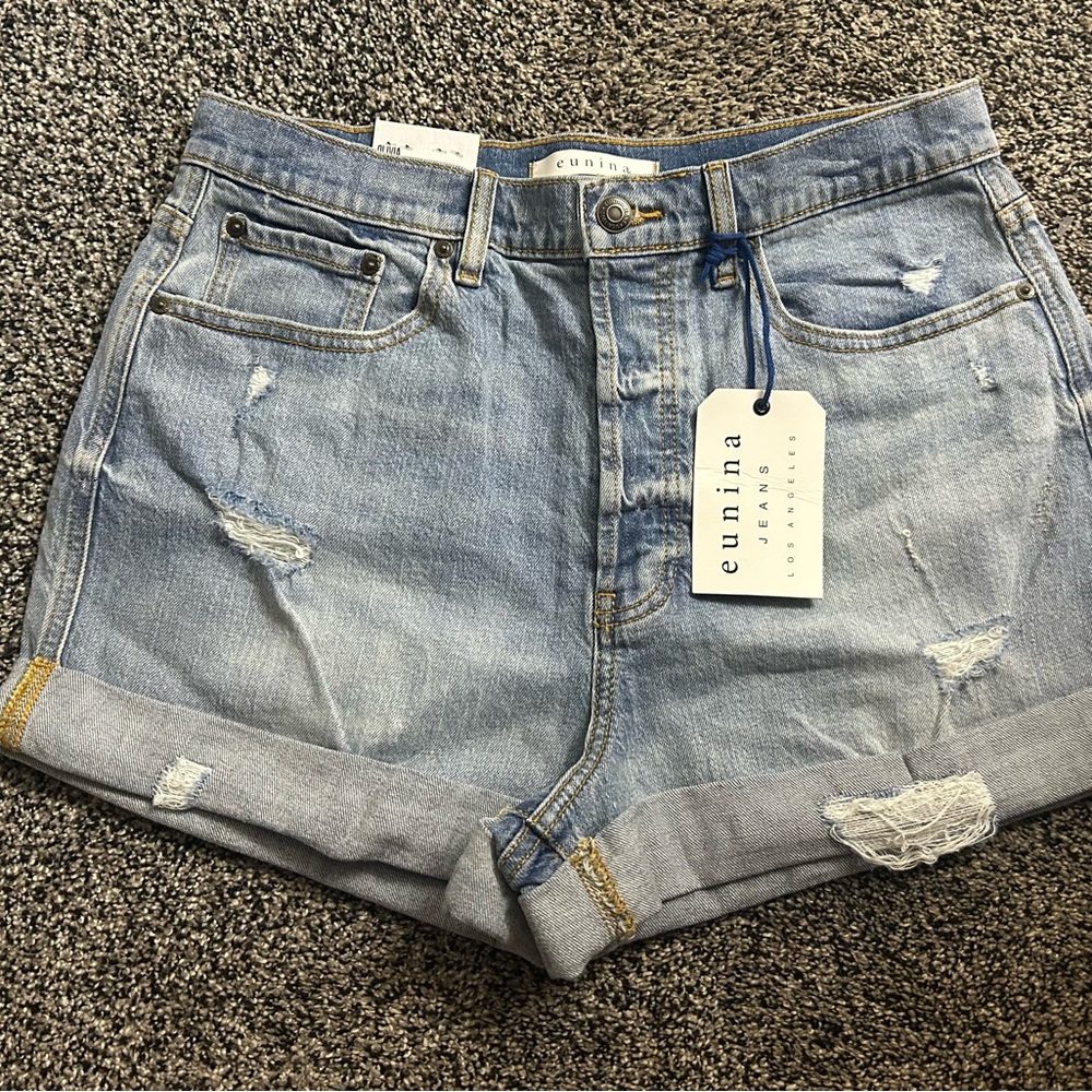 Eunina Light Blue Distressed Jean Shorts